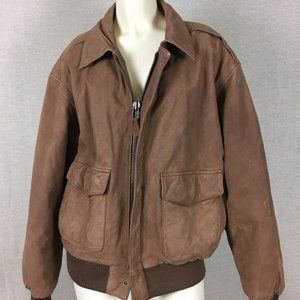 Global Identity Vtg Brown Leather Bomber k084